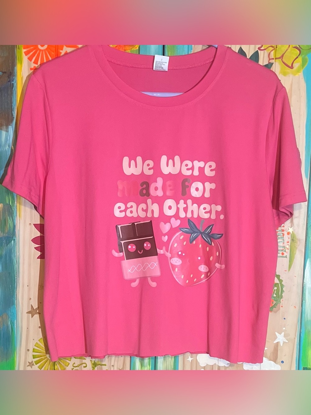 🍓🍫 Strawberry & Chocolate “We Were Made for Each Other” Graphic Tee| Dark Pink
